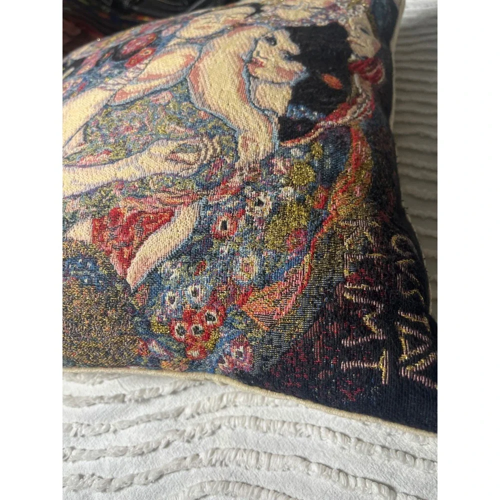 Metrax-Craye Gustav Klimt The Virgin Tapestry Pillow Metallic Gold 17x17 Belgium